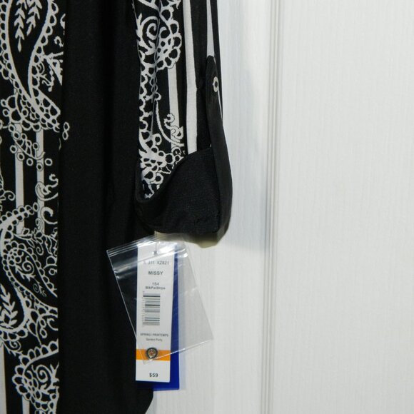 2 for/ $40 Nygard Half Button Up Black Paisley Striped Tunic Size Small - Picture 11 of 16